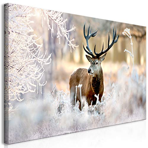 murando Wandbild Mega XXXL HirschEinteiliger XXL-Format Kunstdruck zur Selbstmontage Leinwandbilder moderne Bilder DIY Wanddekoration Wohnung Deko Deer Landschaft Winter von murando