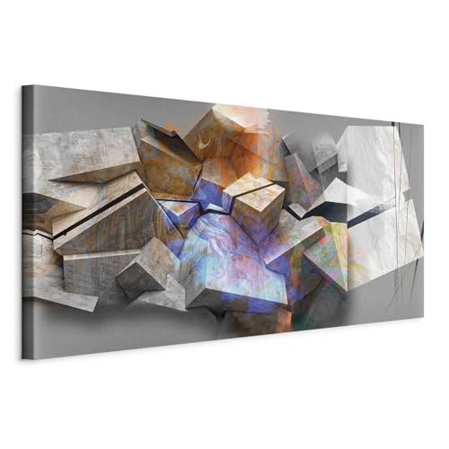 murando - Wandbilder XXL Abstrakt 140x70 cm 1 tlg - Wand Deko Vlies Leinwand Bilder Groß Wanddeko Wohnzimmer Schlafzimmer Kunstdrucke - Beton geometrisch f-A-0617-b-a von murando
