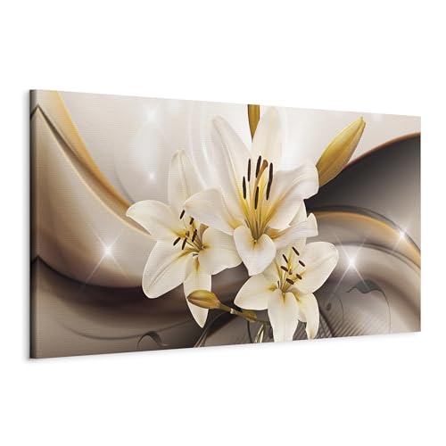 murando - Wandbilder XXL Blumen 135x45 cm 1 tlg - Wand Deko Vlies Leinwand Bilder Groß Wanddeko Wohnzimmer Schlafzimmer Kunstdrucke Panoramabild - Lilien Abstrakt Natur b-C-0024-b-b von murando