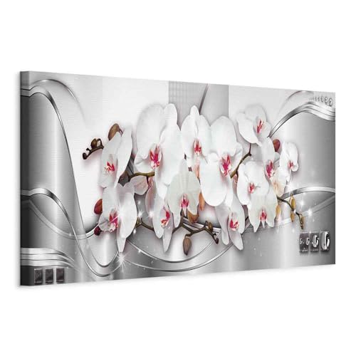 murando - Wandbilder XXL Blumen Orchidee 135x45 cm 1 tlg - Wand Deko Vlies Leinwand Bilder Groß Wanddeko Wohnzimmer Schlafzimmer Kunstdrucke Panoramabild - Natur Ornament Abstrakt von Cuadros B&D XXL