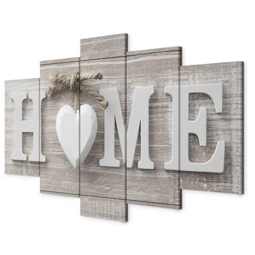murando - Wandbilder XXL Home 150x75cm 5 tlg - Wand Deko Leinwand Bilder Groß Wanddeko Wohnzimmer Schlafzimmer Kunstdrucke - Bretter Holz m-A-0685-b-m von murando