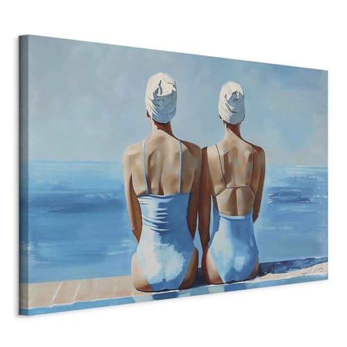 murando - Wandbilder XXL Summer Vibes 90x60 cm 1 tlg - Wand Deko Leinwand Bilder Groß Wanddeko Wohnzimmer Schlafzimmer Kunstdrucke Feiertage Sommerstimmung Sommer Frauen am Pool h-H-10077-b-a von murando