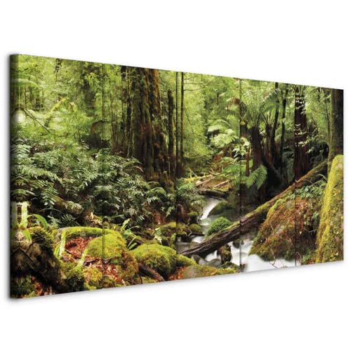 murando - Wandbilder XXL Wald 225x90cm 5 tlg - Wand Deko Leinwand Bilder Groß Wanddeko Wohnzimmer Schlafzimmer Kunstdrucke - Bäume Bach Landschaft c-B-0541-b-m von murando
