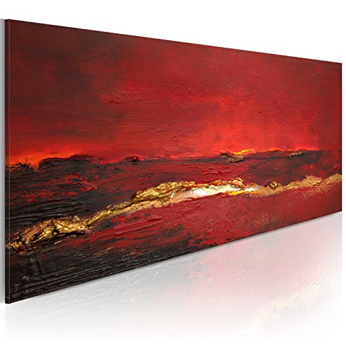 murando handgemalte Bilder 100x40 cm Gemälde 1 tlg Acrylgemälde Wandbild Leinwand Bild Moderne Kunst Kunstbilder Malerei Unikat Kunstwerk Dekoration rot schwarz 0101-8 von murando