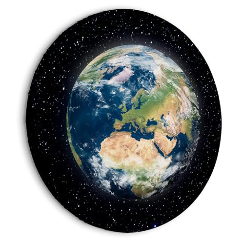 murando - runde Bilder Planet Erde 80x80 cm Leinwandbild 1 tlg Kunstdruck modern Wandbilder XXL Dekorative Wandmalerei mit Sternen, Sonnensystem und Planeten b-B-10349-bc-a von murando