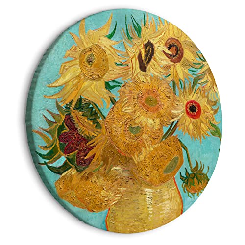 murando - runde Bilder Vincent van Gogh 40x40 cm Leinwandbild 1 tlg Kunstdruck modern Wandbilder XXL Wanddekoration Design Wand Bild Vase mit Sonnenblumen Natur l-G-10013-bc-a von murando