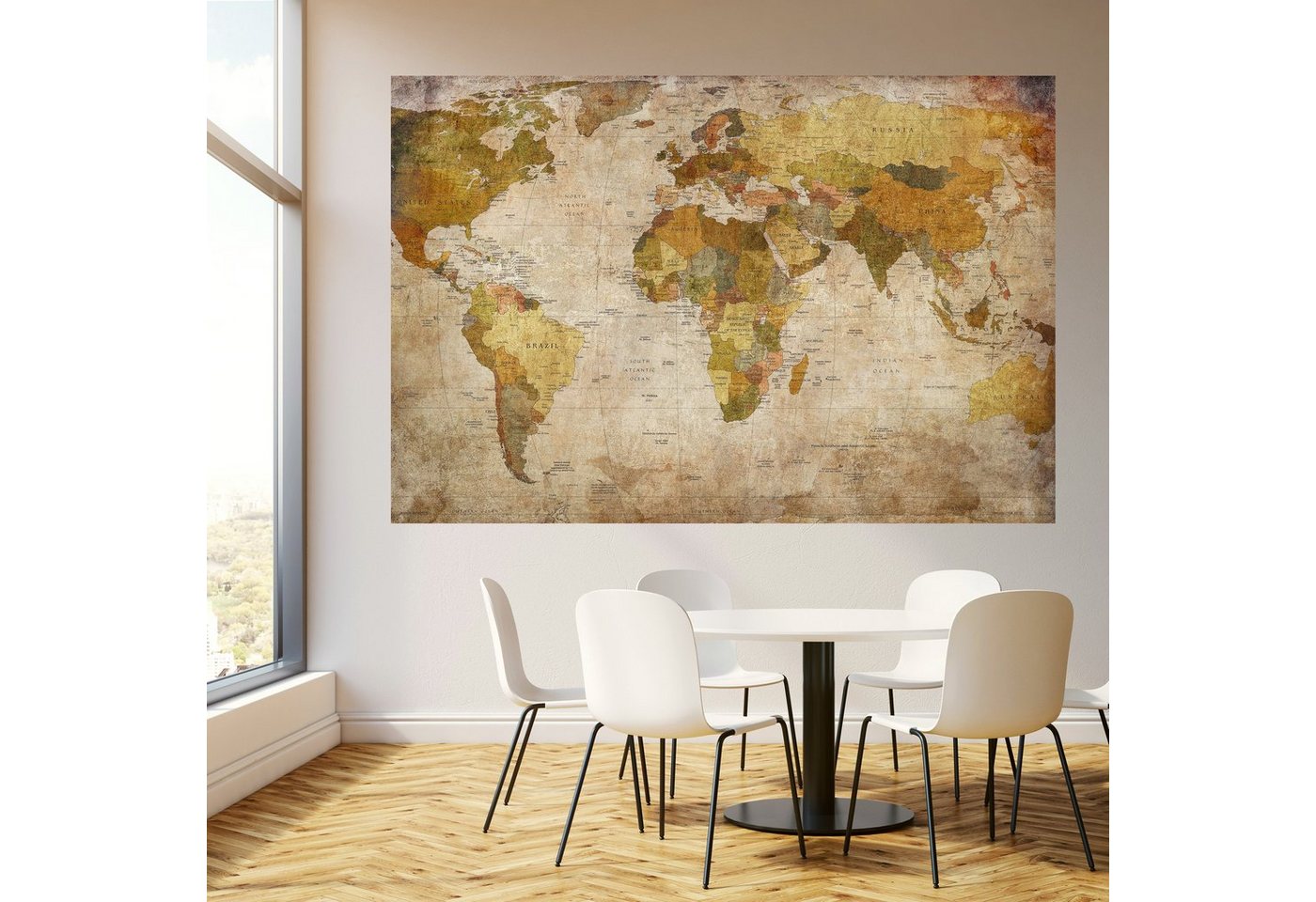 murimage® Fototapete Fototapete Weltkarte 183 x 127 cm Landkarte Worldmap Länder vintage historisch alt Tapete inklusive Kleister von murimage®