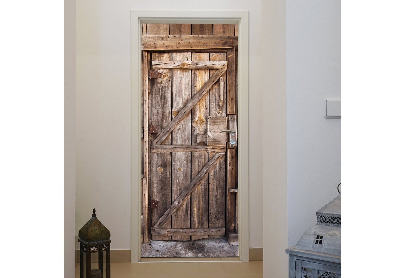 murimage® Türtapete Türtapete Holz Tür 86 x 200 cm Eingang Bretter Vintage Rustikal Tapete Fototapete inklusive Kleister von murimage®