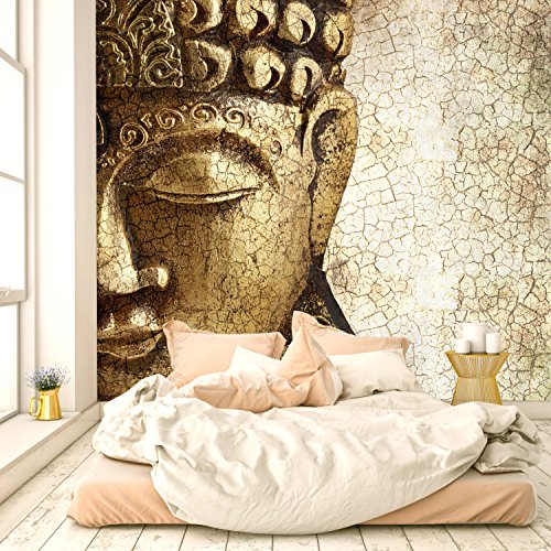 murimage Fototapete Buddha Vintage Gold 274 x 254 cm inklusive Kleister Asien Tempel Spirituell Bronze Shabby chic von murimage