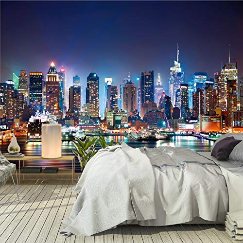 murimage Fototapete New York 366 x 254 cm inklusive Kleister Manhattan Skyline Tapete USA Nacht Office Wohnzimmer Schlafzimmer Flur Büro von murimage