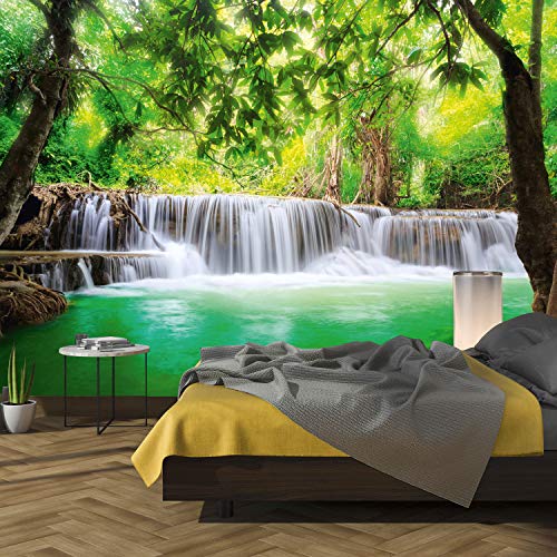 murimage Fototapete Wasserfall 3D 366 x 254cm inklusive Kleister Wald Tapete Bambus Thailand Wohnzimmer Schlafzimmer Küche von murimage