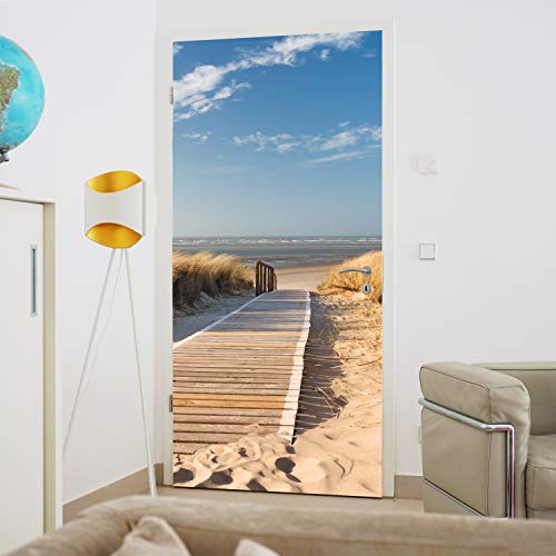 murimage Türtapete Strand Meer 86 x 200 cm inklusive Kleister Dünen Ostsee Nordsee Weg Steg Fototapete von murimage