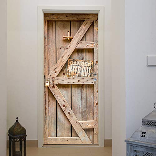 murimage Türtapete Tür Holzoptik 86 x 200 cm inklusive Kleister Western Rustikal Bretter Fototapete von murimage