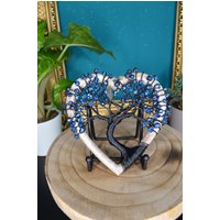 Galvanisierter Bergkristall Lebensbaum Drahtbaum Drahtkunst Tree Of Life Bonsai Dreamcatcher Traumfänger Blau von murmelnimkopf
