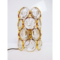 Small Gold-Plated Table Lamp With Crystal Glass By Palwa, Germany 1960S von muromant