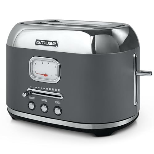 Muse Edelstahl-toaster im grauen retro Design, analoge Anzeige, beleuchtete Tasten, 6 Bräunungsstufen, 2 Scheiben, MS-120 DG, Vintage Look, mit Krümelschublade Muse Edelstahl-toaster im grauen retro Design, analoge Anzeige, beleuchtete Tasten, 6 Bräunungsstufen, 2 Scheiben, MS-120 DG, Vintage Look, mit Krümelschublade von MUSE