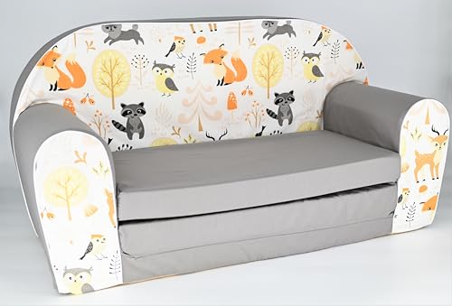 musehouse – Kindercouch, 2-in-1 faltbares, stabiles Mini-Sofa für Kinder, kleine Fallschirmjäger-Möbel für Kleinkinder im Kinderzimmer von musehouse