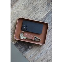 Lederschale | Ledertray Schlüsselschale Taschenleerer Schreibtisch Organizer Schlüsselablage Klein Braun von museleathergoods
