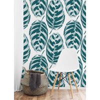 Abnehmbare Tapete Mit Jungle Botanic-Tinte - Abziehbare Und Traditionelle Selbstklebende von musewallstudio