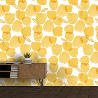 Abnehmbare Tulpen-Tapete Für Wohnzimmer, Schlafzimmer - Moderne Blumentapete von musewallstudio