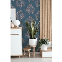 Blau Und Pink Persephone Street Tapete - Abnehmbare Tapete Mit Blumenmuster von musewallstudio