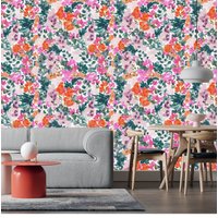 Boho Blooms Peel Stick Und Traditionelle Tapete - Blumenblätter Pop Der Farbe Für Ihr Zimmer von musewallstudio