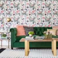 Felder Von Gypset Auf Weiß Geblümter Ablösbarer Tapete W306-27 von musewallstudio