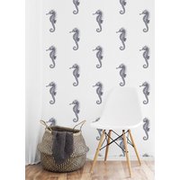 Ozean Seepferdchen Auf Weiß Entfernbare Tapete/Meerestiere Wandbild Temporäre 524 von musewallstudio