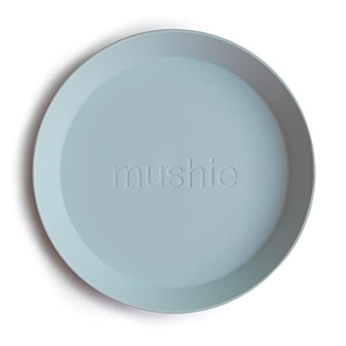 mushie Runde Geschirrteller für Kinder | 2er-Set | wiederverwendbar BPA-frei | spülmaschinenfest & mikrowellengeeignet | leicht zu halten | hergestellt in Dänemark | Powder Blue von mushie