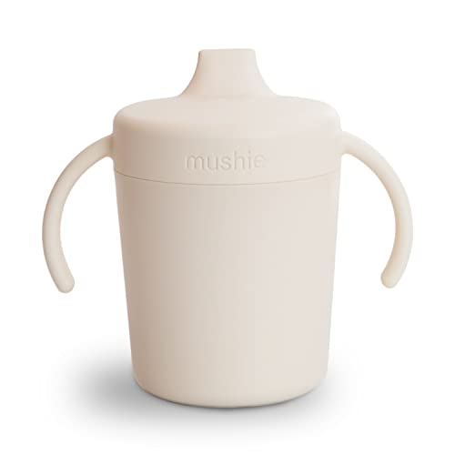 mushie Trinkbecher mit deckel Auslaufsicher | Trinklernbecher Schnabeltasse Becher ab 6 monate | Baby Kinderbecher Schnabelbecher Plastikbecher | Spülmaschinen- und mikrowellenfest | (Ivory) von mushie