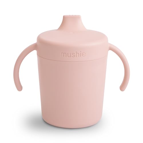 mushie Trinkbecher mit deckel Auslaufsicher | Trinklernbecher Schnabeltasse ab 6 monate, Kapazität 230 mL | Kinderbecher | Material: Kunststoff | Spülmaschinen- und mikrowellenfest | (Blush) von mushie