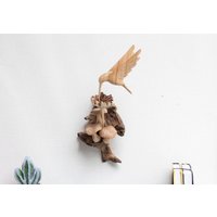 Kolibri Auf Pilz Wanddeko, Feenpilz, Vogel Skulptur, Feiertagsdeko, Gartendeko, Geschenk Für Sie, Geburtstag, Handgemachte Wand Art Deco von mushroomcentre