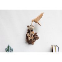 Kolibri Auf Pilz Wanddeko, Feenpilz, Vogel Skulptur, Weihnachtsdeko, Gartendeko, Einzigartiges Geschenk, Geschenk Für Sie, Handgefertigte Geschenke von PaintedWoodCarvings