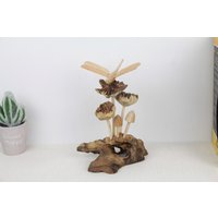 Libelle Auf Pilz, Insekt, Tierfigur, Handarbeit, Holzschnitzerei, Skulptur, Wohndekoration, Wurzelholz, Geschenk Für Mama, Geburtstagsgeschenke von PaintedWoodCarvings