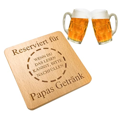 muso wood Untersetzer Holzuntersetzer Papa Geschenk für Geburtstag Vatertag Weihnachten - Holz Getränke Untersetzer (10 * 10 * 1cm-Buchenholz) von muso wood