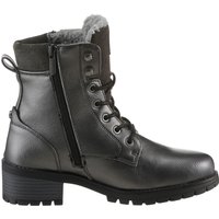 Mustang Shoes Schnürboots, Schnürstiefelette, Blockabsatz, in Metallic-Optik, schmale Form Mustang Shoes Schnürboots, Schnürstiefelette, Blockabsatz, in Metallic-Optik, schmale Form von mustang shoes