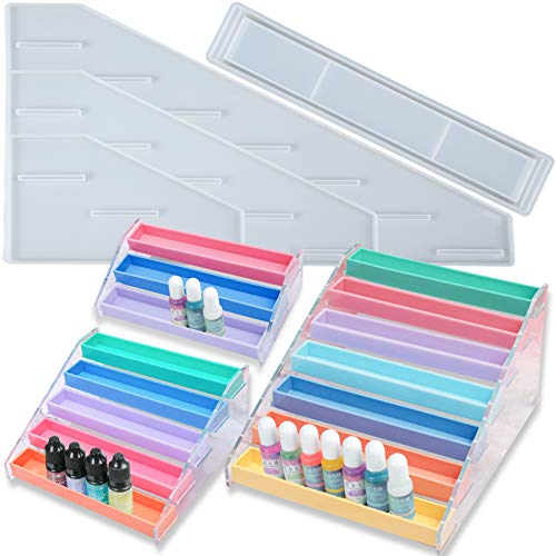 3-7 Etagen Nagellackständer Silikonform Organizer Epoxidharz Formen für Schmuckaufbewahrung Kosmetik Lidschatten Lippenstift 4 TLG von musykrafties