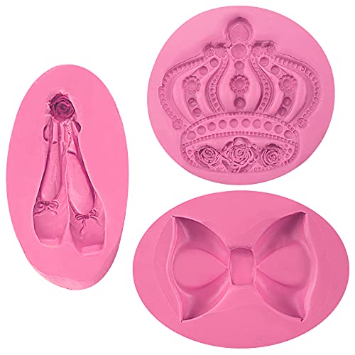 Fondant Silikonformen Kronen Schleife Ballettschuhe für Zuckerpaste Kuchendekoration Cupcake Polymer Ton Seife 3er Set Fondant Silikonformen Kronen Schleife Ballettschuhe für Zuckerpaste Kuchendekoration Cupcake Polymer Ton Seife 3er Set von musykrafties