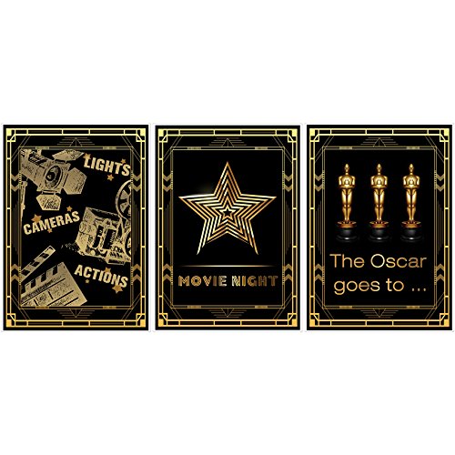 Musykrafties Foto-Requisiten im Hollywood-Design, für Filmeabend, Party oder Fotoautomaten, 40,6 x 30,5 cm (A3), 3er-Pack von musykrafties