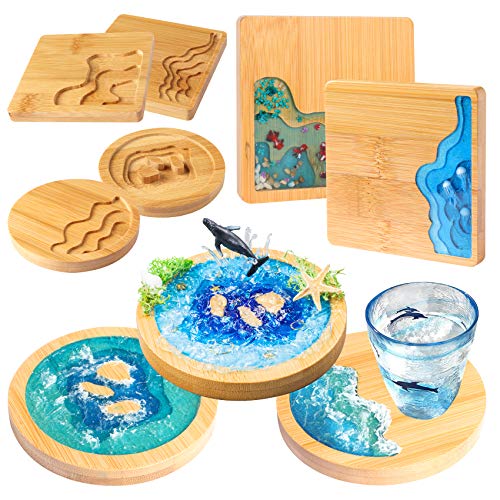 Untersetzer-Set aus Holz, Epoxidharz, 4 Stile von musykrafties