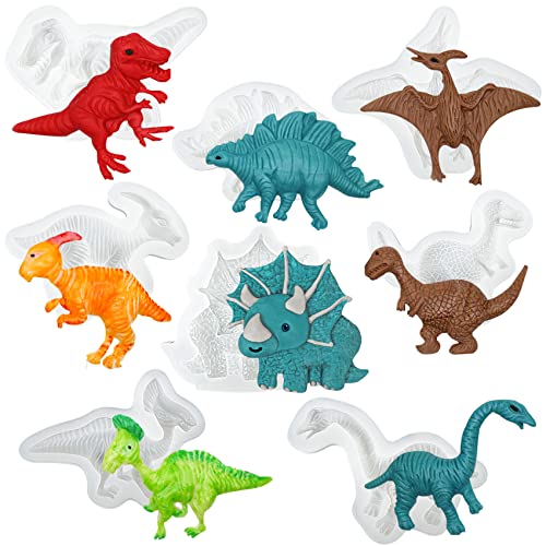 musykrafties Dinosaurier Silikonform Drachen Backform Fondant Tortendeko 8er Set von musykrafties