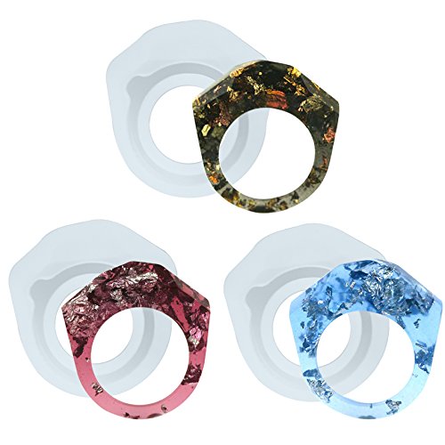 musykrafties Facette Diamant Cocktail Harz Ring Silikonform für flüssigen Ton Handwerk, Harz Epoxy, Schmuckherstellung, flach, 17 mm, 16,6 mm, 16 mm, Größe 13-14 12-13 10-11 von musykrafties