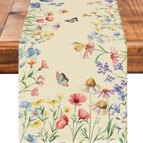 Retro Schmetterling Tischläufer Blumen Küche Esstisch Dekoration für Zuhause, Party, Urlaub Dekor von mutakin