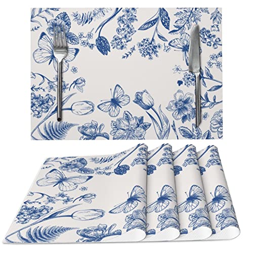 Schmetterling Tuch Platzsets für Esstisch 4er Set Gewebte Platzsets Rechteck Stoff Tischsets von mutakin