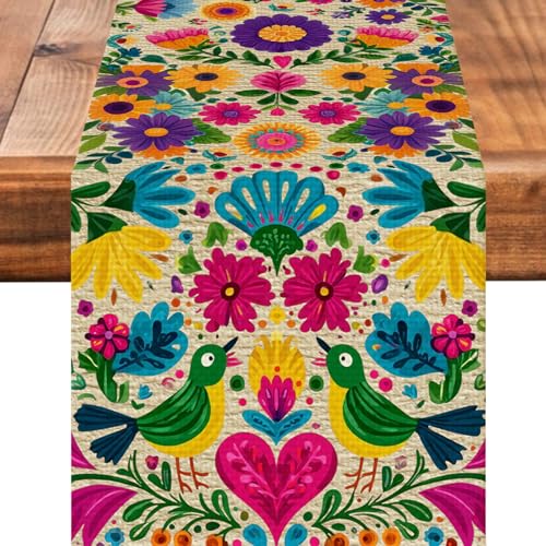 Tischläufer mit Blumenmuster, mexikanische Küche, Esstisch, Dekoration für Zuhause, Party, Urlaub von mutakin