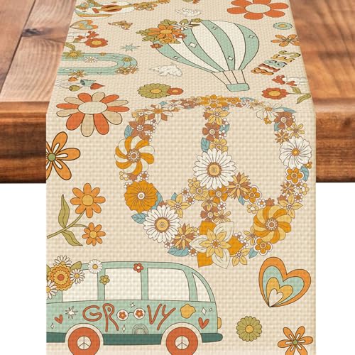Tischläufer mit Retro-Blumenmuster, für Küche, Esstisch, Dekoration für Zuhause, Party, Urlaub von mutakin