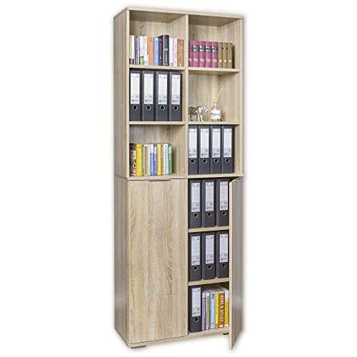 Büromöbel Aktenschrank mit 2 Türen Ordnerschrank B 80,2 cm x H 214,7 cm x T 35 cm Sonoma Eiche Büroeinrichtung Hochschrank - Büro Möbel von mutatio