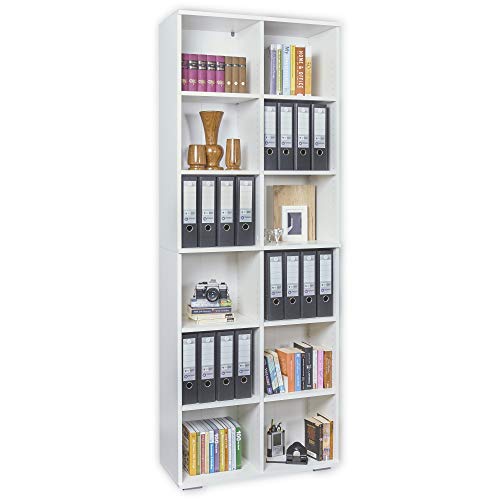 mutatio Regal Büroregal Büro Möbel 80,2 cm x 214,7 cm x 35 cm Standregal Hoch Bücherregal Weiß Aktenregal Für Ordner Regal Gross Allzweckregal Holz Meerzweckregal Aufbewahrungsregal Büromöbel von mutatio