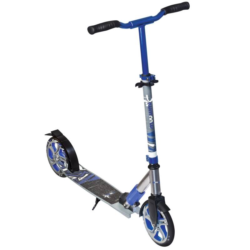 Muuwmi Aluminium Scooter Deluxe Tretroller 205 mm ABEC 7 GS-Geprüft Höhenverstellbar Klappmechanismus Grau-Blau von muuwmi