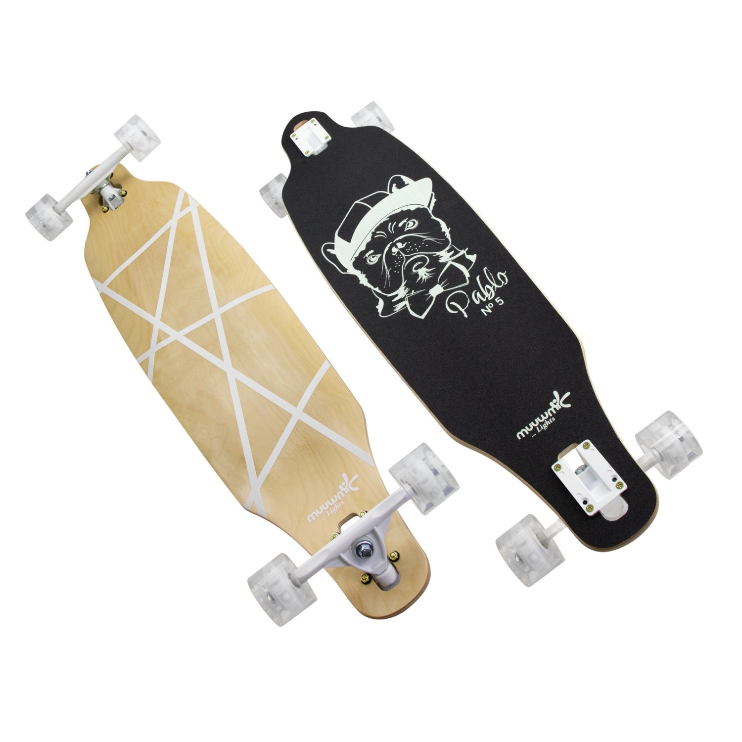 Muuwmi Lights Longboard Glow Pablo mit LED-Rollen ABEC 7 Board mit Glow-In-The-Dark-Funktion French Bulldog Design Muuwmi Lights Longboard Glow Pablo mit LED-Rollen ABEC 7 Board mit Glow-In-The-Dark-Funktion French Bulldog Design von muuwmi